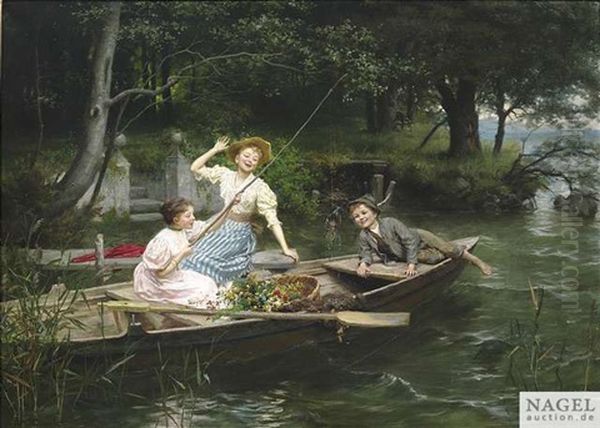 Kahnpartie Am Seeufer Oil Painting by Marie Wunsch