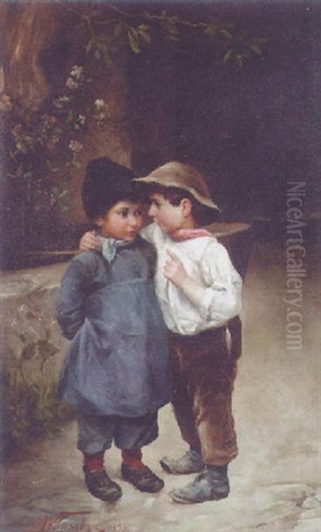Sharing A Secret Oil Painting by Marie Wunsch