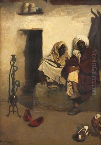 Conversation Oil Painting by Franz Wurbel