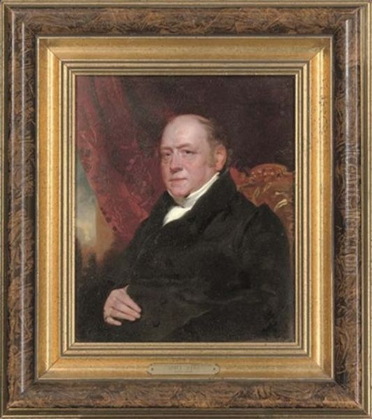 Portrait Of Sir George Farrant, In A White Shirt And Black Coat Oil Painting by Henry Wyatt