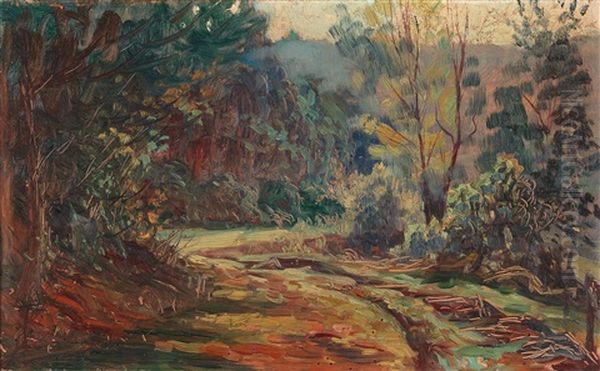 Study Of A Forest Oil Painting by Leon Wyczolkowski