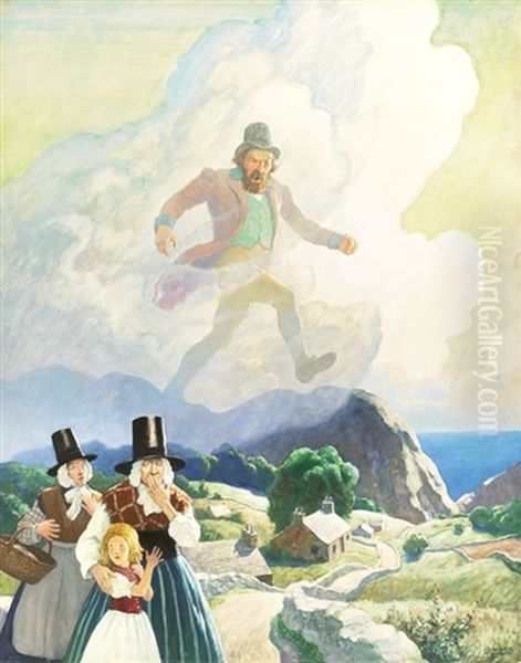 Brand In Einem Dorf Oil Painting by Newell Convers Wyeth