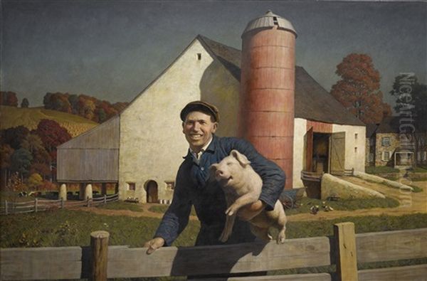 Portrait Of A Farmer (pennsylvania Farmer) Oil Painting by Newell Convers Wyeth
