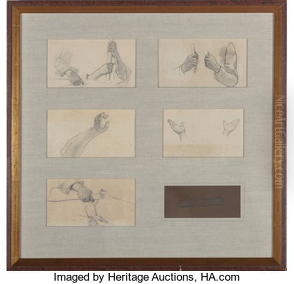 Group Of Nine Studies Oil Painting by Newell Convers Wyeth