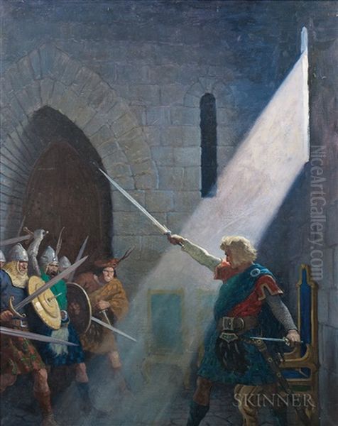 Wallace Draws The King's Sword Oil Painting by Newell Convers Wyeth