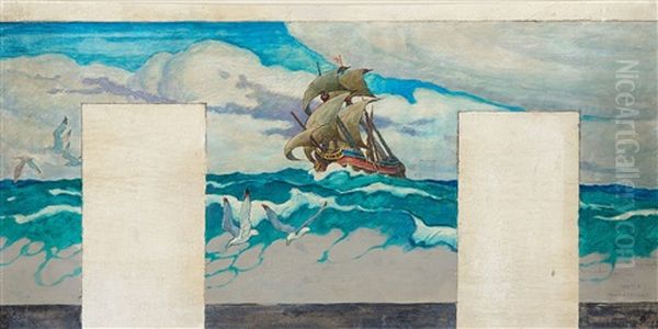 Study For The Coming Of The Mayflower Oil Painting by Newell Convers Wyeth