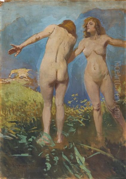 Nymphs Oil Painting by Feliks M. Wygrzywalski