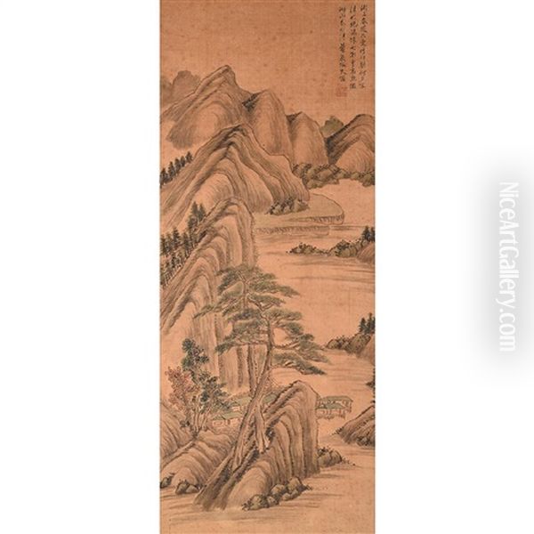 Landscape Hanging Scroll Oil Painting by Xi Gang