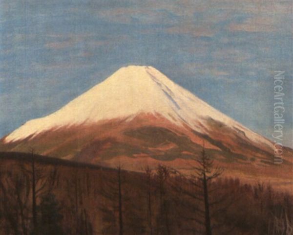 Mount Fuji By Lake Yamanaka Oil Painting by Yamamoto Kanae