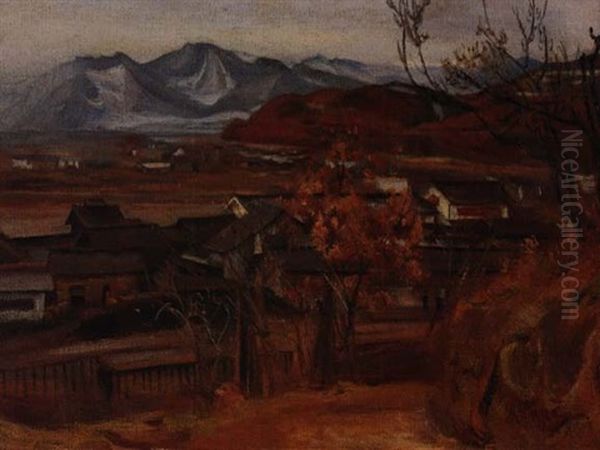 View Of Shinshu, Kamiyamada Oil Painting by Yamamoto Kanae
