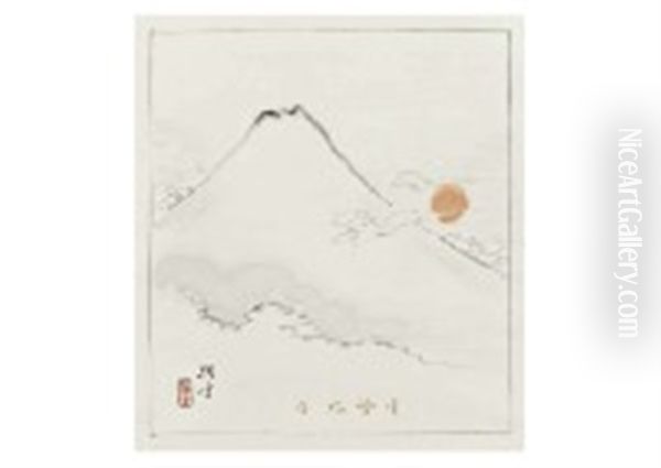 Mt. Fuji In The Sunshine Oil Painting by Choun Yamazaki