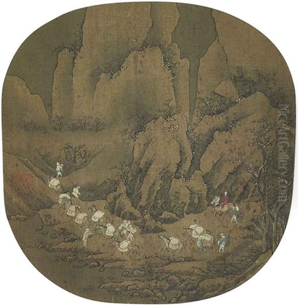 Crossing The Mountains Oil Painting by  Yan Wengui