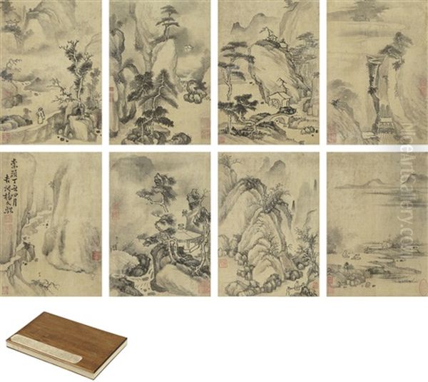 Yang Wencong (mark) Album Of Archaistic Landscape Paintings Oil Painting by  Yang Wencong