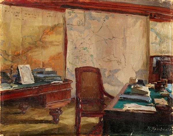 Study For A Portrait Of N. Obruchev Oil Painting by Nikolai Aleksandrovich Yaroshenko