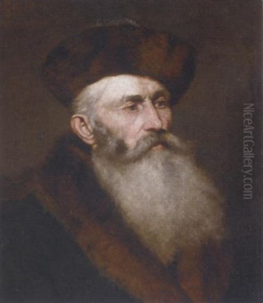 Portrait Of A Bearded Gentleman In A Fur Hat And Jacket Oil Painting by Nikolai Aleksandrovich Yaroshenko