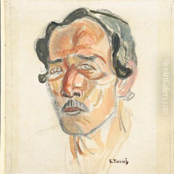 Portrait Of Taikan Yokoyama Oil Painting by Sotaro Yasui