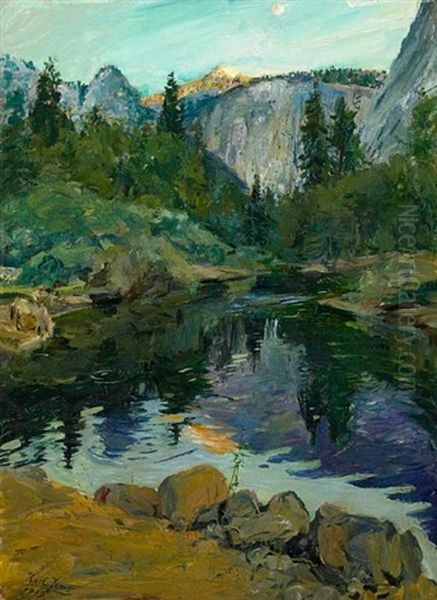 View Along The Merced River, Yosemite Oil Painting by Karl Yens