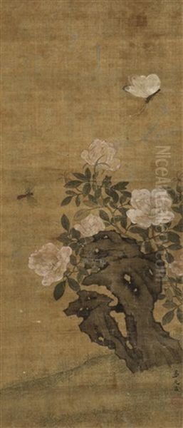 Flower Oil Painting by  Yi Yuanji