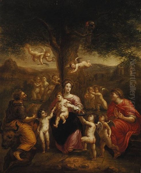 Saint Lucas Portraying Madonna With Child Oil Painting by Pieter Ykens