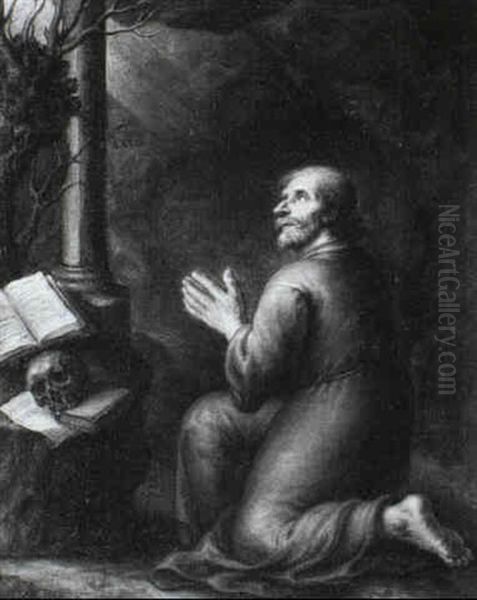 A Hermit At Prayer Oil Painting by Pieter Ykens