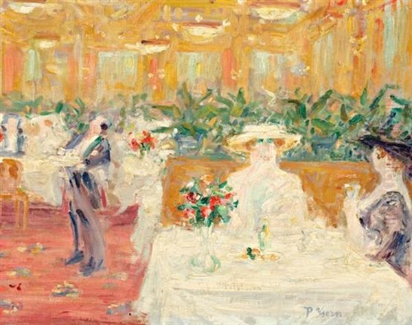 Interior De Un Cafe Parisino Oil Painting by Pere Ysern Y Alie