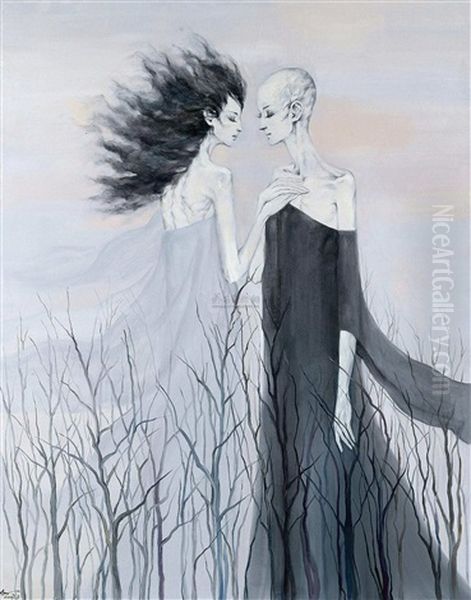 The Sutra Of The Heart Of Prajna. Flower Oil Painting by  Yu Li