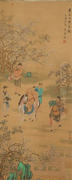 Yu Ming: Color And Ink On Silk 'li Bai' Painting Oil Painting by  Yu Ming