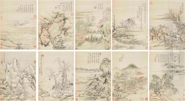 Landscapes After Ancient Masters Oil Painting by Yun Shouping