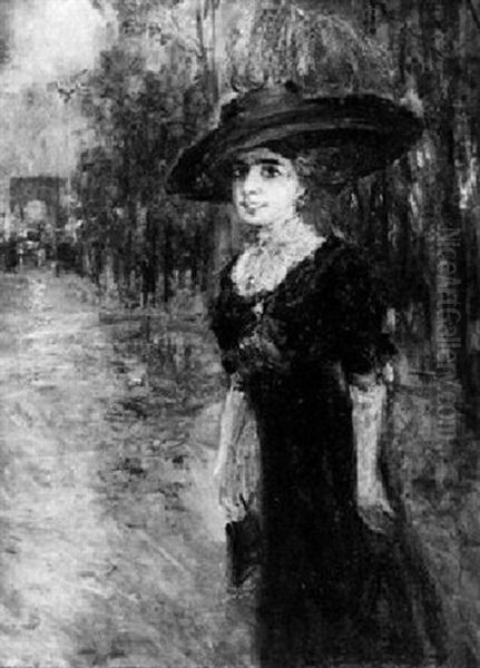 Elegante Aux Champs-elysees Oil Painting by Ernst Philippe Zacharie