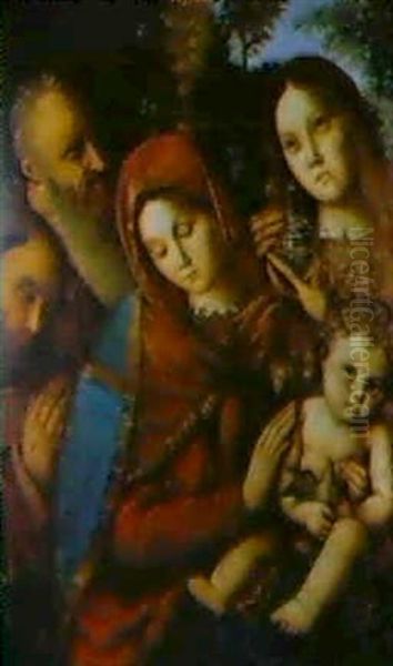 La Madonna Col Bambino E I Santi Girolamo (?), Francesco E  Maria Maddalena Oil Painting by Francesco Zaganelli