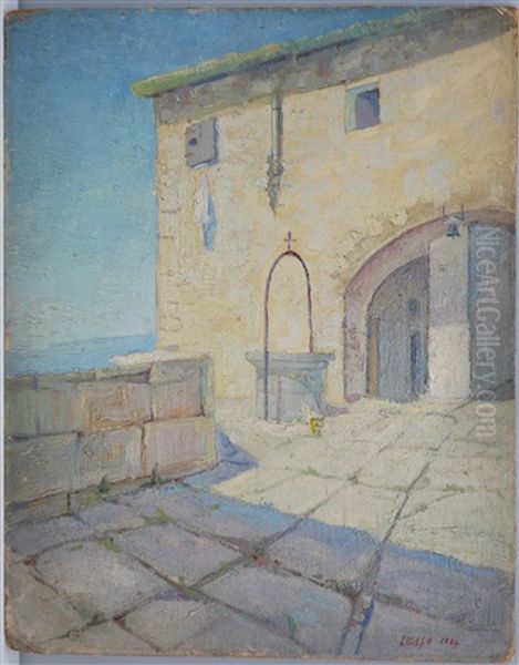Scorcio Mediterraneo Con Pozzo Oil Painting by Luigi Zago