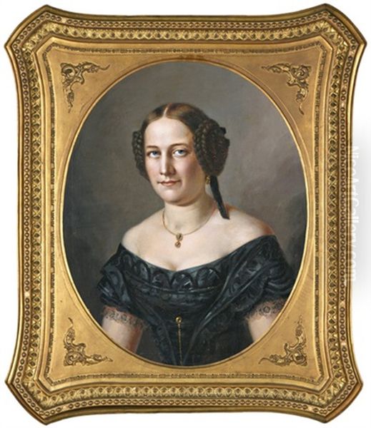 Holgyportre Oil Painting by Janos Zahoray