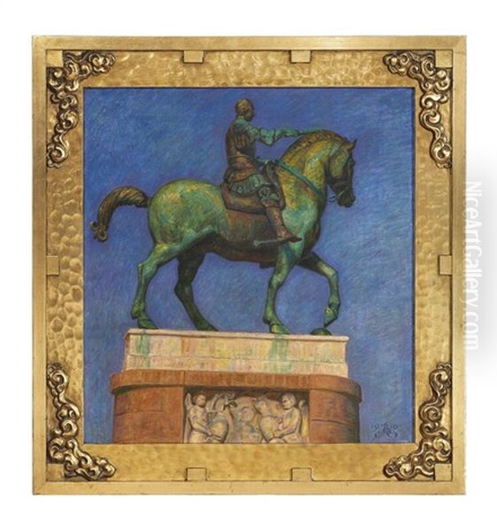 Donatello's Equestrian Statue Of Gattamelata In Padua Oil Painting by P.H. Kristian Zahrtmann