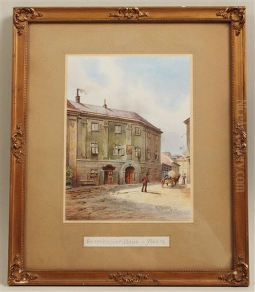 Das Schonbichlerhaus In Ybbs Oil Painting by Karl Wenzel Zajicek