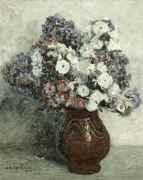 Still Life Of Flowers Oil Painting by Jan Adam Zandleven