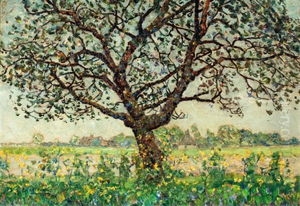 Bloesemboom Aan Een Dorpsrand Oil Painting by Jan Adam Zandleven