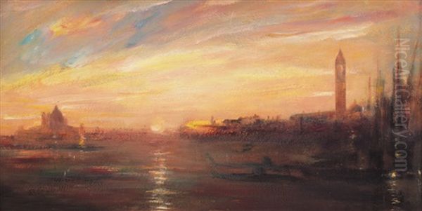 Tramonto A Venezia Oil Painting by Vettore Zanetti-Zilla