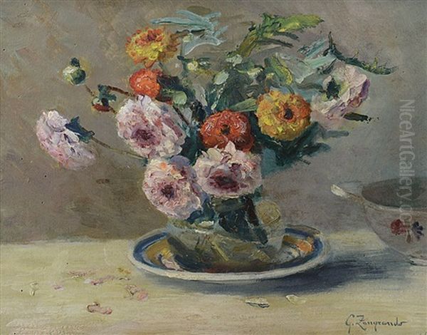 Vaso Con Fiori Oil Painting by Giovanni Zangrando