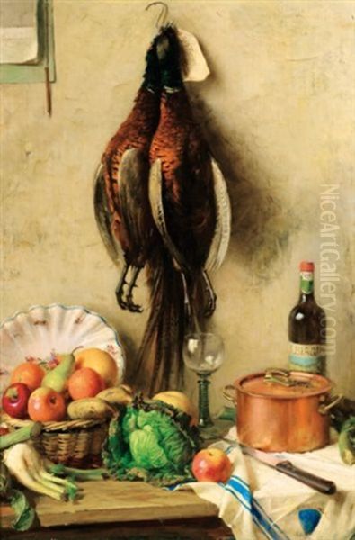 Trophee De Chasse (+ La Cuisine; Pair) Oil Painting by Arturo Zanieri