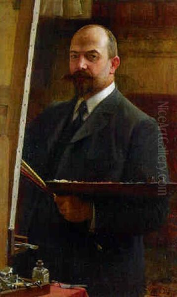 Portrait Of The Artist Oil Painting by Arturo Zanieri