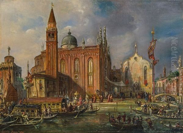 Venedig, Ein Besuch Des Dogen Mocenigo In Der Kirche Santa Maria Della Carita Oil Painting by Francesco Zanin