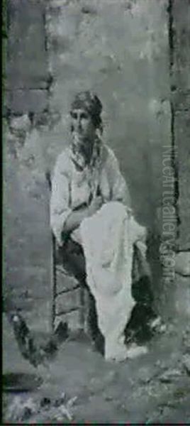 Madchen Bei Naharbeit Oil Painting by Giuseppe Zannoni