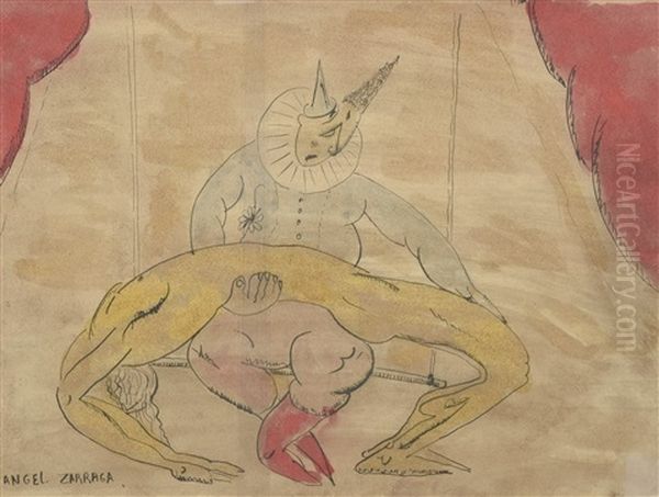 Clown Et Acrobate Oil Painting by Angel Zarraga Arguelles