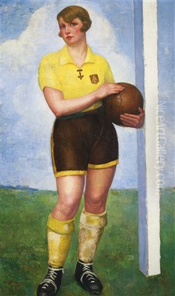 La Futbolista Rubia Oil Painting by Angel Zarraga Arguelles