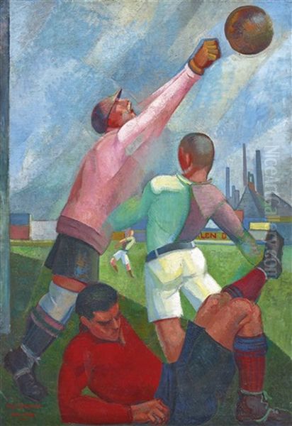 Futbolistas En El Llano Oil Painting by Angel Zarraga Arguelles