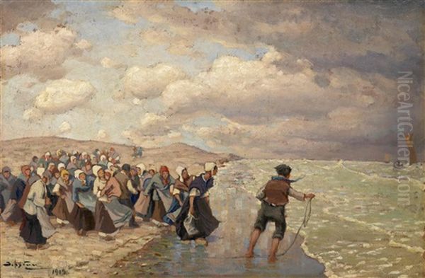 Fishermen's Wives Oil Painting by Viktor Ivanovich Zarubin