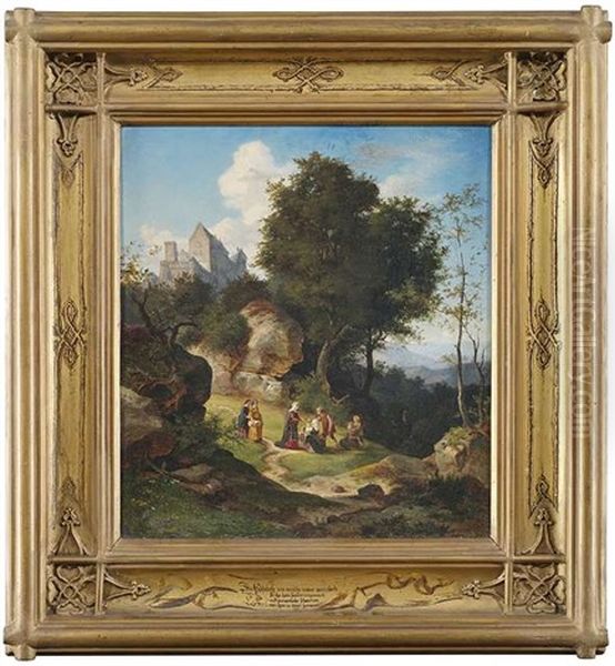 Die Heilige Elisabeth Verteilt Almosen An Arme Oil Painting by Friedrich Albert Zeh