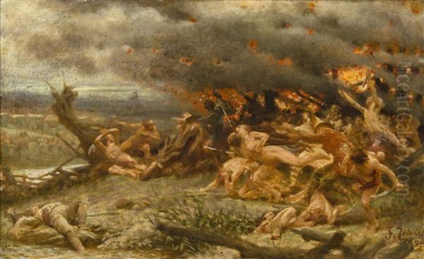 Massacre Of The Adamites Oil Painting by Frantisek Ii Zenisek