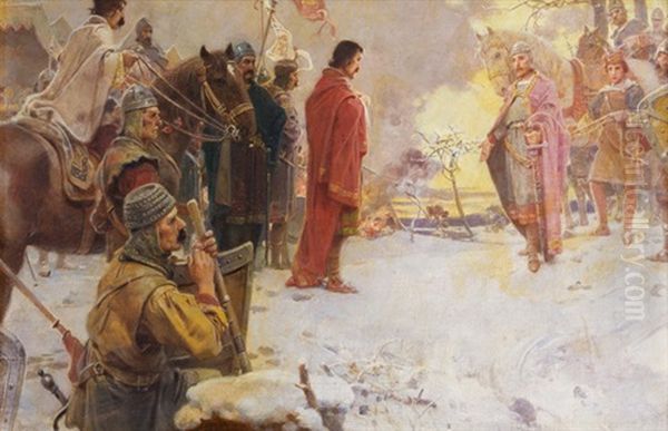 Setkani Kralu Oil Painting by Frantisek Ii Zenisek