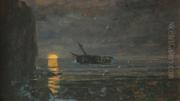 Sunset At Sea Oil Painting by Frantisek Ii Zenisek